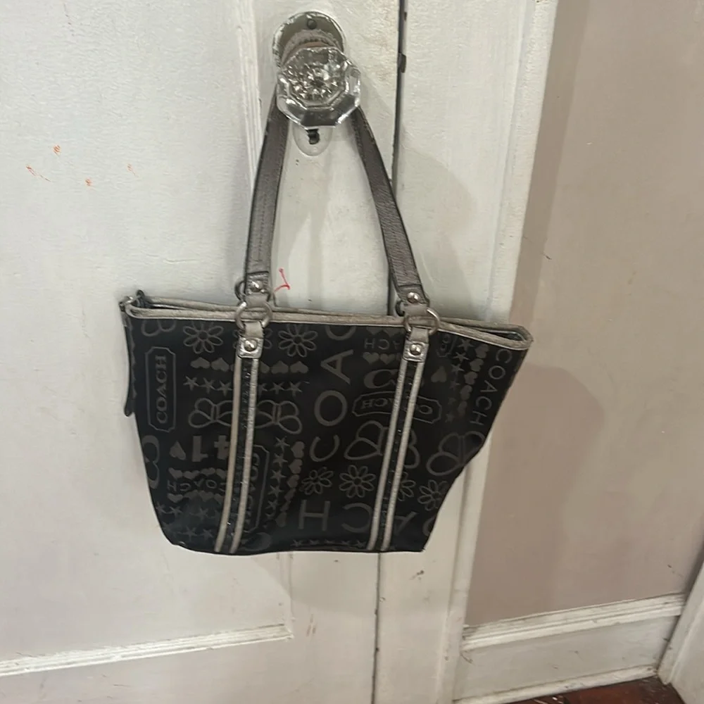 COPY - Coach Black Tote Bag with Metallic Accents - Picture 4 of 17